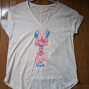 Lilly Pulitzer Colie Graphic Tee in Lobster & Stripes NWOT